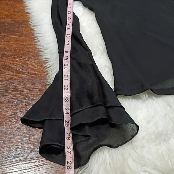 Zara Black Sheer Blouse With Ruffle Cuffs Womens S - Picture 7 of 10